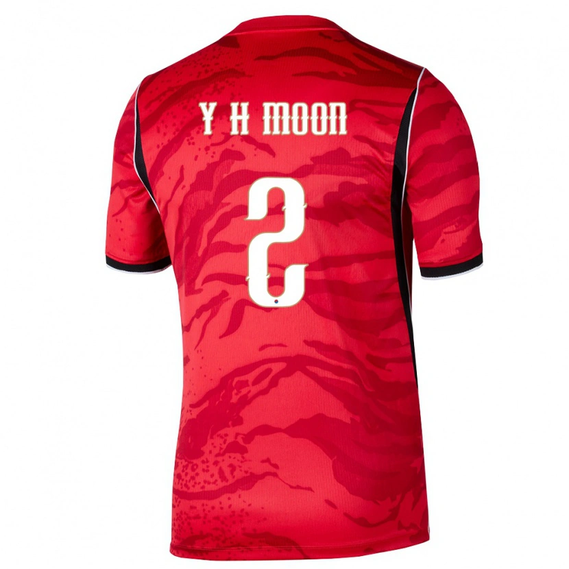 Danxen Hombre Camiseta Corea Del Sur Yo-Han Moon #2 Rojo Blanco Negro 1ª Equipación 26-28 La Camisa