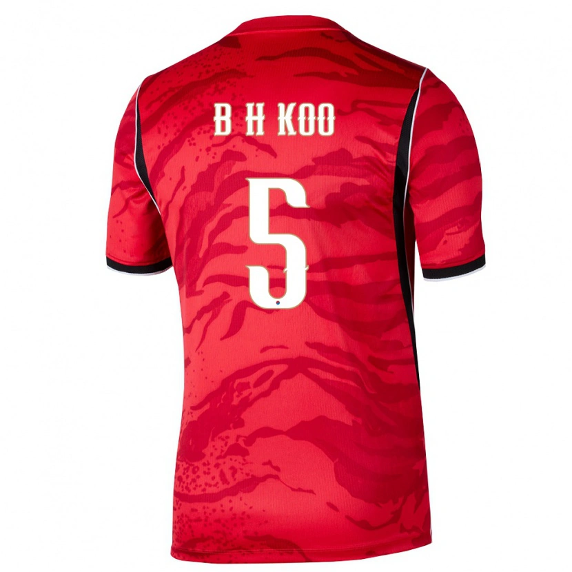Danxen Hombre Camiseta Corea Del Sur Hyeon-Bin Koo #5 Rojo Blanco Negro 1ª Equipación 26-28 La Camisa