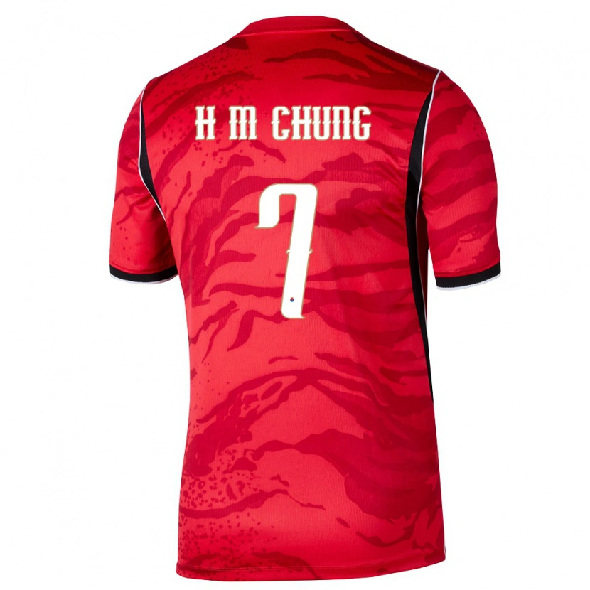 Danxen Hombre Camiseta Corea Del Sur Ma-Ho Chung #7 Rojo Blanco Negro 1ª Equipación 26-28 La Camisa