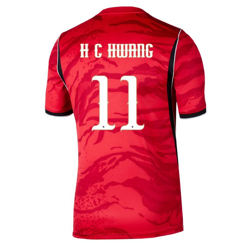 Danxen Hombre Camiseta Corea Del Sur Hee-Chan Hwang #11 Rojo Blanco Negro 1ª Equipación 26-28 La Camisa