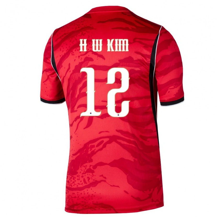 Danxen Hombre Camiseta Corea Del Sur Hyun-Woo Kim #12 Rojo Blanco Negro 1ª Equipación 26-28 La Camisa