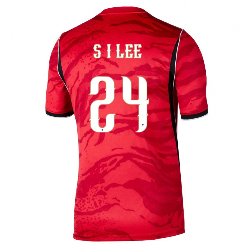 Danxen Hombre Camiseta Corea Del Sur Lee Soo In #24 Rojo Blanco Negro 1ª Equipación 26-28 La Camisa