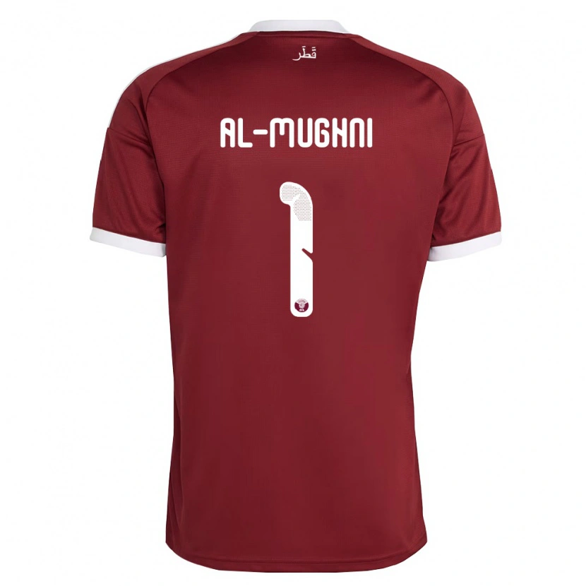 Danxen Hombre Camiseta Catar Tamim Al-Mughni #1 Rojo Borgoña Blanco 1ª Equipación 26-28 La Camisa