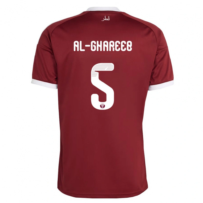 Danxen Hombre Camiseta Catar Hassan Mohammed Al-Ghareeb #5 Rojo Borgoña Blanco 1ª Equipación 26-28 La Camisa