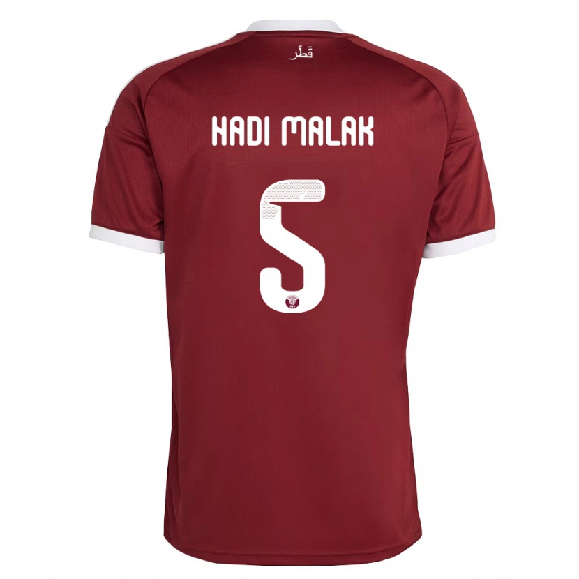 Danxen Hombre Camiseta Catar Karam Malak #5 Rojo Borgoña Blanco 1ª Equipación 26-28 La Camisa