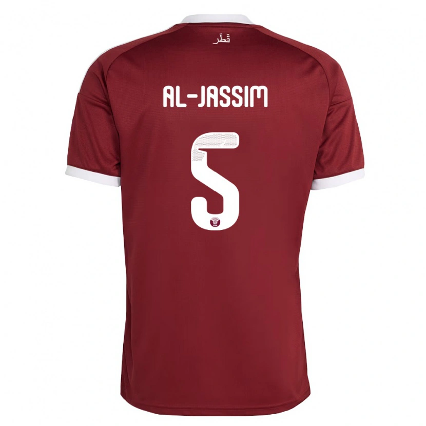 Danxen Hombre Camiseta Catar Dana Al Jassim #5 Rojo Borgoña Blanco 1ª Equipación 26-28 La Camisa