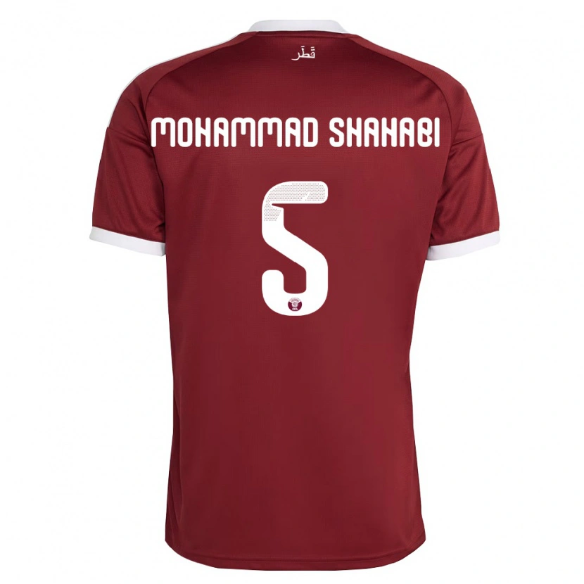 Danxen Hombre Camiseta Catar Ali Mohammad Shahabi #5 Rojo Borgoña Blanco 1ª Equipación 26-28 La Camisa