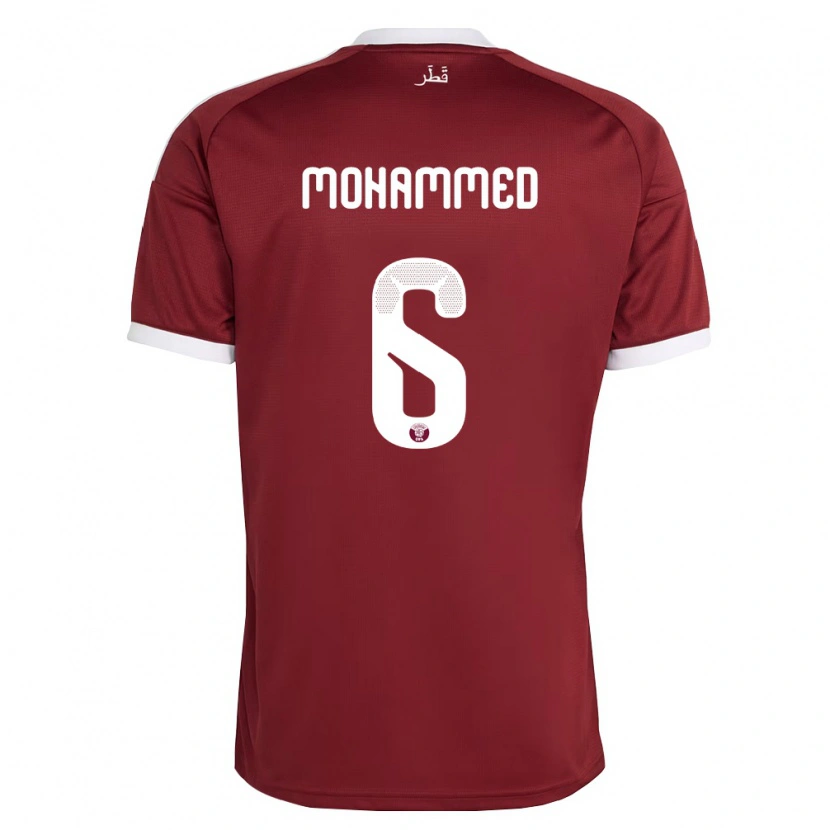 Danxen Hombre Camiseta Catar Abdulaziz Mohammed #6 Rojo Borgoña Blanco 1ª Equipación 26-28 La Camisa