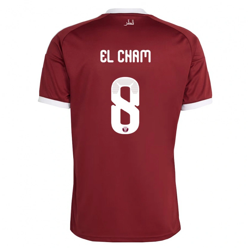 Danxen Hombre Camiseta Catar Richard El Cham #8 Rojo Borgoña Blanco 1ª Equipación 26-28 La Camisa