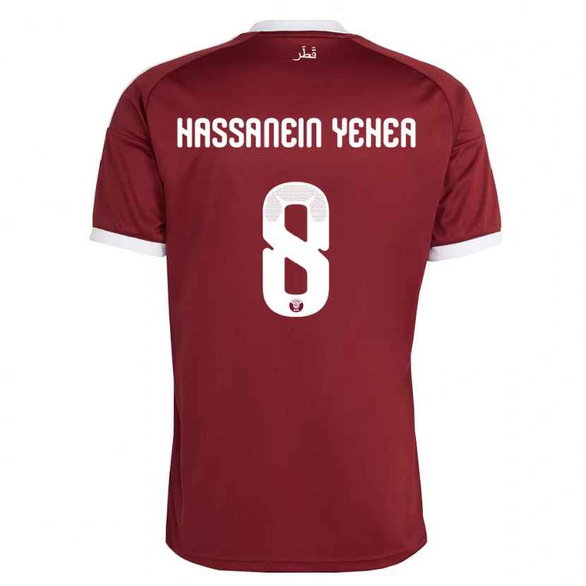 Danxen Hombre Camiseta Catar Mohamed Hassanein Yehea #8 Rojo Borgoña Blanco 1ª Equipación 26-28 La Camisa