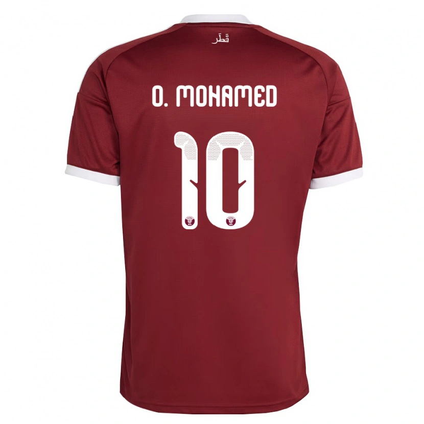 Danxen Hombre Camiseta Catar Osama Ibrahim O. Mohamed #10 Rojo Borgoña Blanco 1ª Equipación 26-28 La Camisa