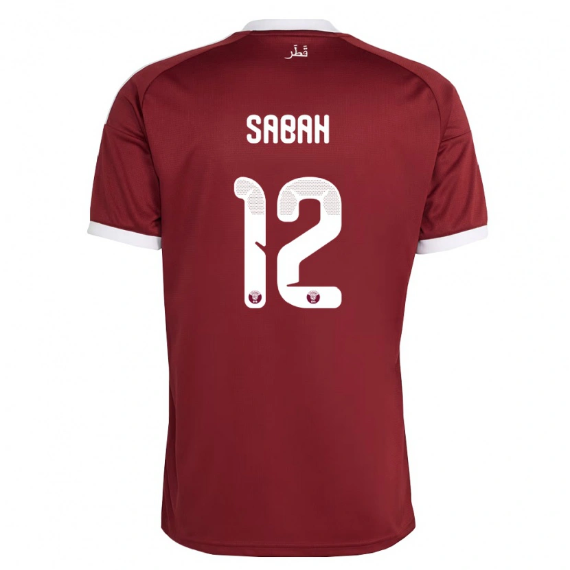 Danxen Hombre Camiseta Catar Khalid Ali Sabah #12 Rojo Borgoña Blanco 1ª Equipación 26-28 La Camisa