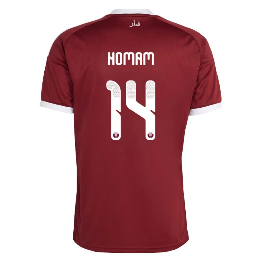Danxen Hombre Camiseta Catar Homam Al-Amin #14 Rojo Borgoña Blanco 1ª Equipación 26-28 La Camisa