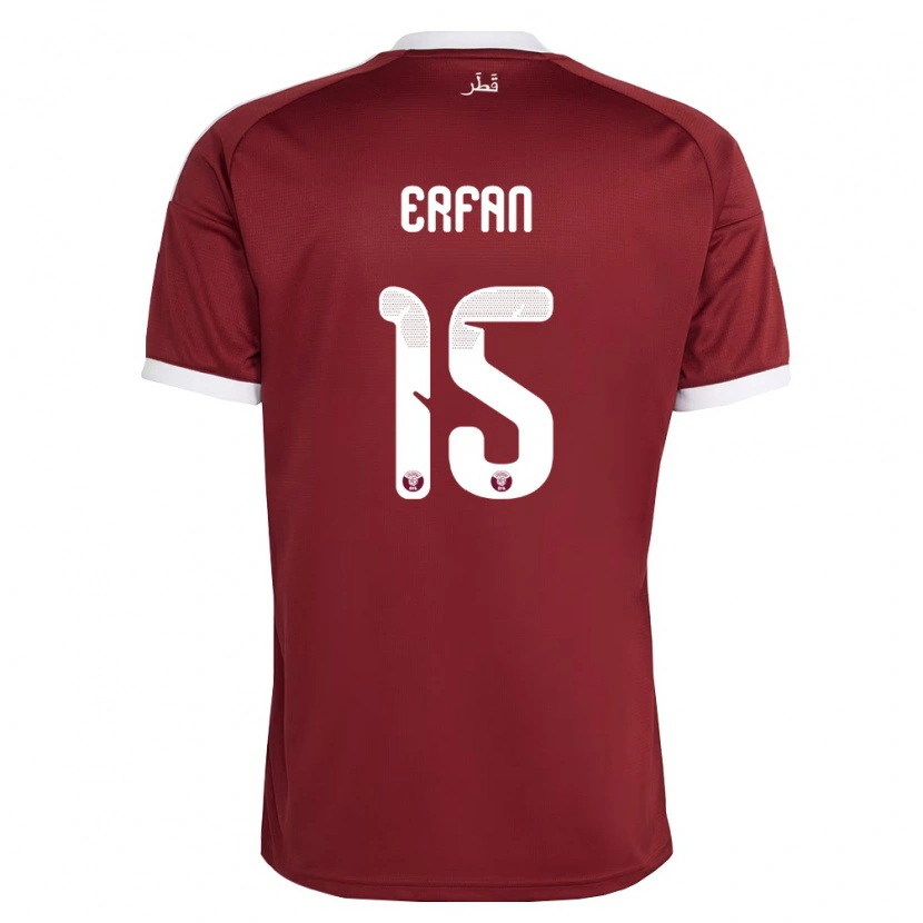Danxen Hombre Camiseta Catar Nabil Irfan #15 Rojo Borgoña Blanco 1ª Equipación 26-28 La Camisa