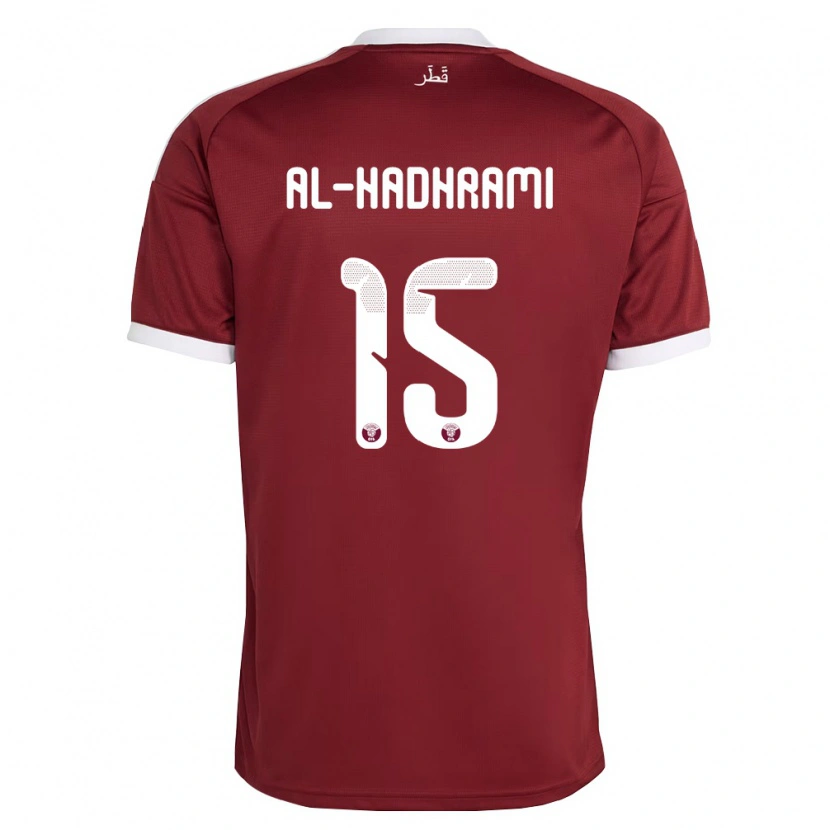 Danxen Hombre Camiseta Catar Naif Al-Hadhrami #15 Rojo Borgoña Blanco 1ª Equipación 26-28 La Camisa