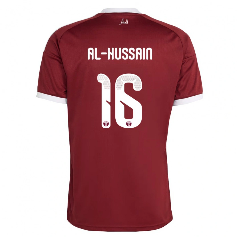 Danxen Hombre Camiseta Catar Al-Hashmi Al-Hussain #16 Rojo Borgoña Blanco 1ª Equipación 26-28 La Camisa