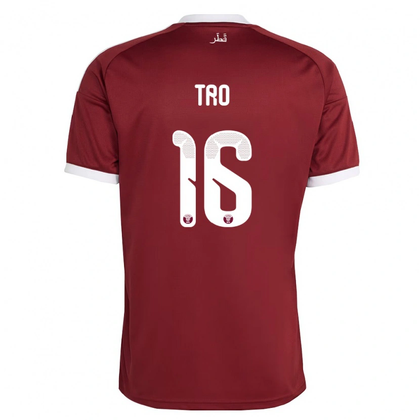 Danxen Hombre Camiseta Catar Jaedon Tro #16 Rojo Borgoña Blanco 1ª Equipación 26-28 La Camisa