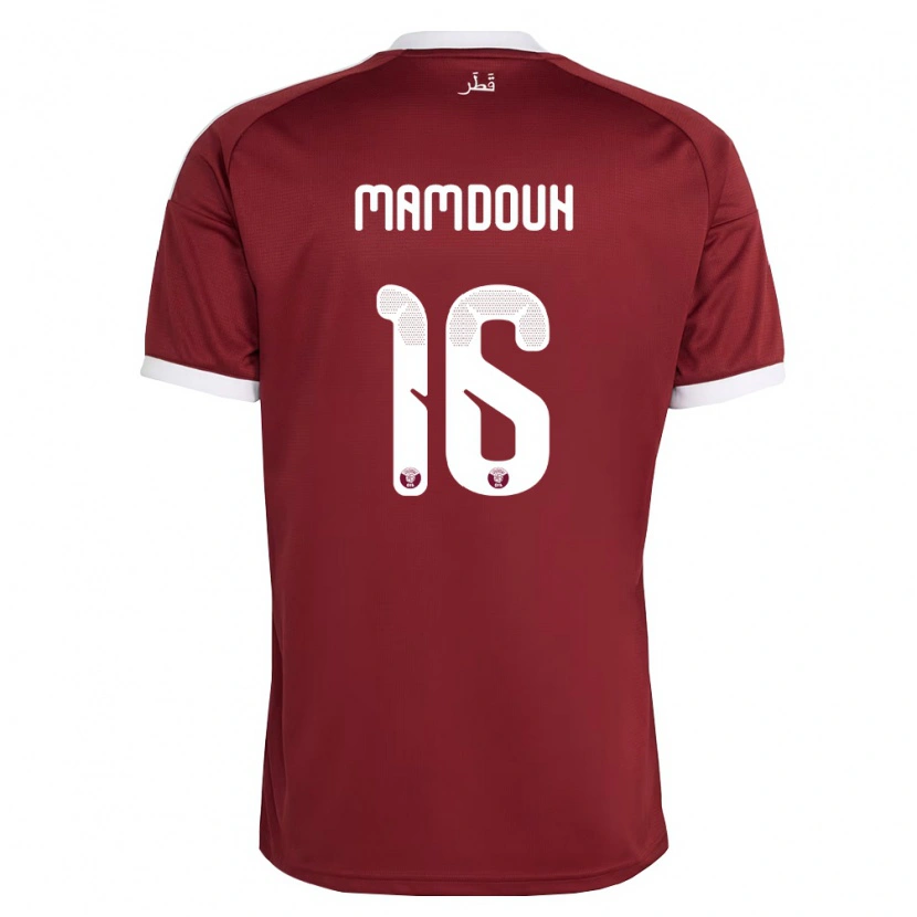 Danxen Hombre Camiseta Catar Bahaa Mamdouh #16 Rojo Borgoña Blanco 1ª Equipación 26-28 La Camisa