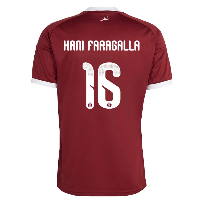 Danxen Hombre Camiseta Catar Mohamed Hani Faragalla #16 Rojo Borgoña Blanco 1ª Equipación 26-28 La Camisa