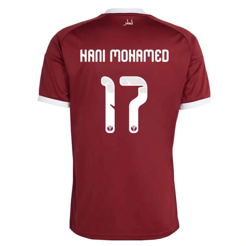 Danxen Hombre Camiseta Catar Yazan Mohamed #17 Rojo Borgoña Blanco 1ª Equipación 26-28 La Camisa