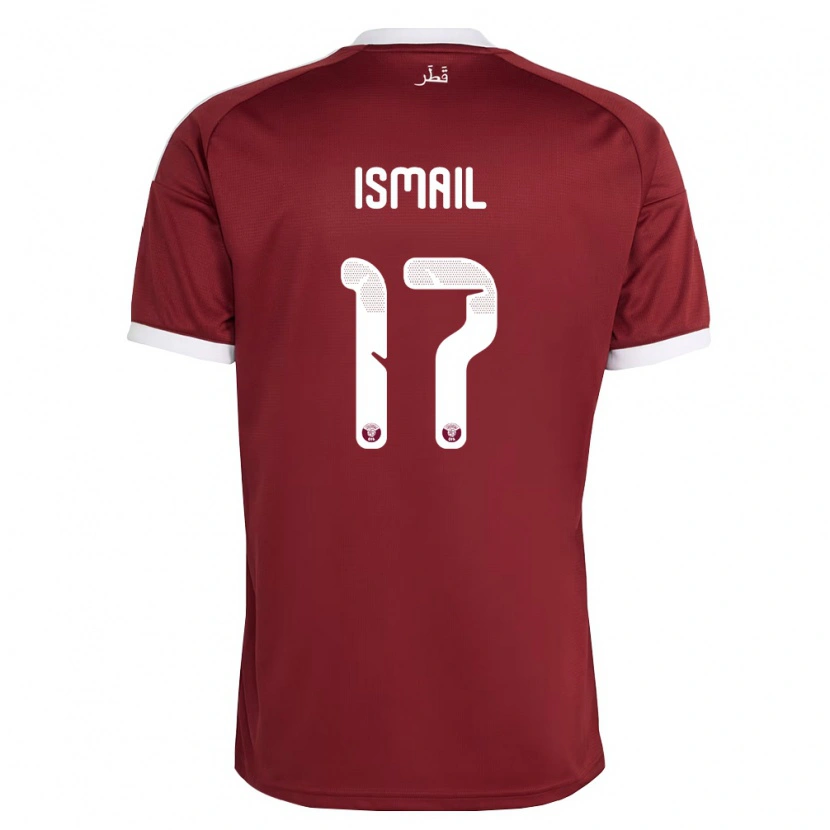 Danxen Hombre Camiseta Catar Ismail Mohamad #17 Rojo Borgoña Blanco 1ª Equipación 26-28 La Camisa