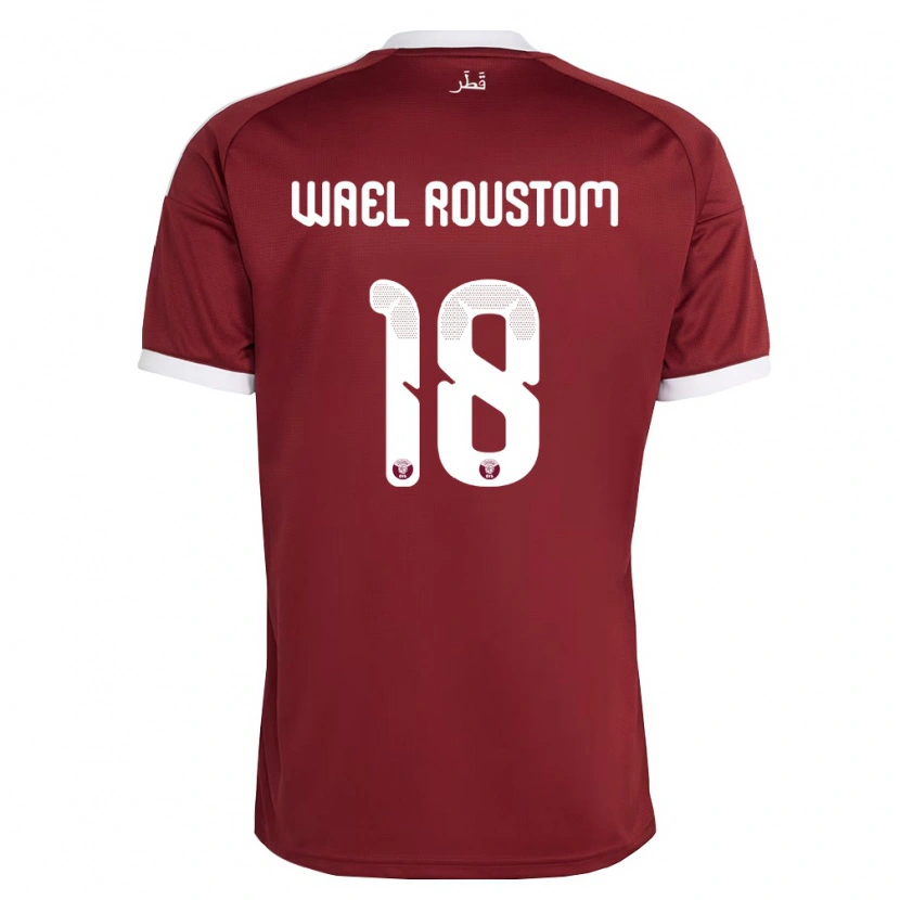 Danxen Hombre Camiseta Catar Shaher Wael Roustom #18 Rojo Borgoña Blanco 1ª Equipación 26-28 La Camisa