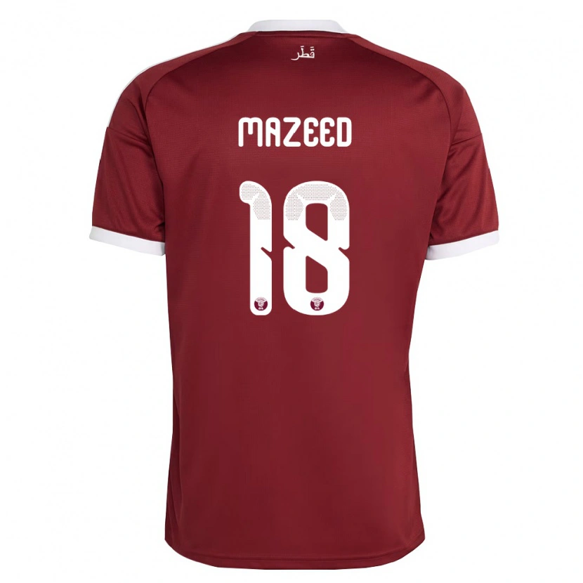 Danxen Hombre Camiseta Catar Khalid Muneer Ali #18 Rojo Borgoña Blanco 1ª Equipación 26-28 La Camisa