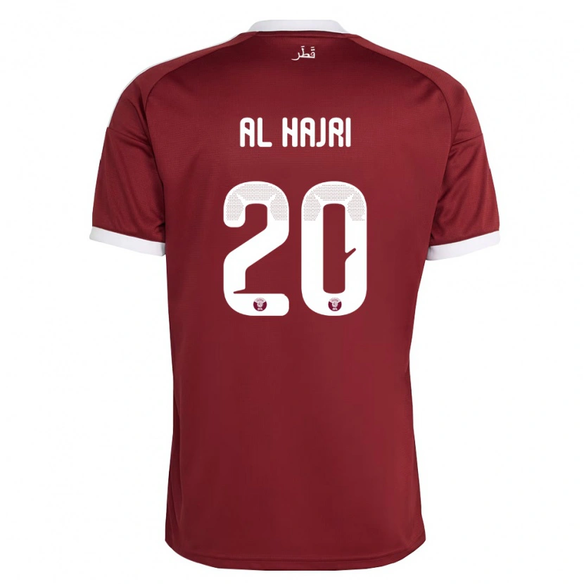 Danxen Hombre Camiseta Catar Salem Al Hajri #20 Rojo Borgoña Blanco 1ª Equipación 26-28 La Camisa