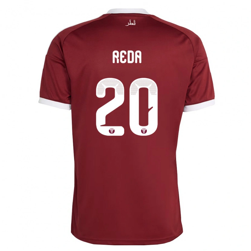 Danxen Hombre Camiseta Catar Salem Reda #20 Rojo Borgoña Blanco 1ª Equipación 26-28 La Camisa