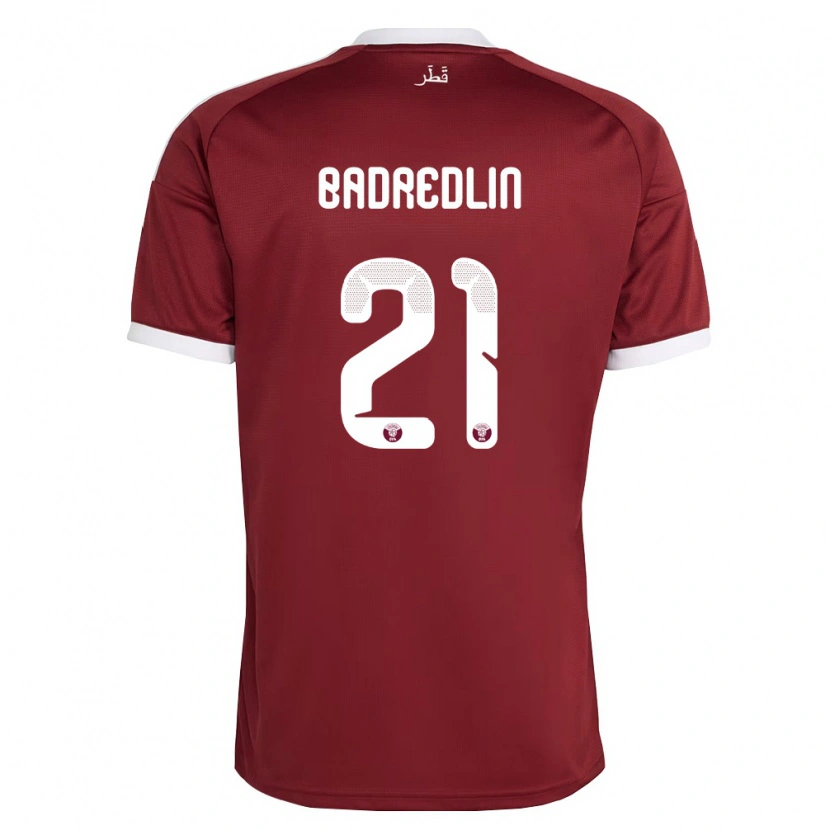 Danxen Hombre Camiseta Catar Marwan Badredlin #21 Rojo Borgoña Blanco 1ª Equipación 26-28 La Camisa