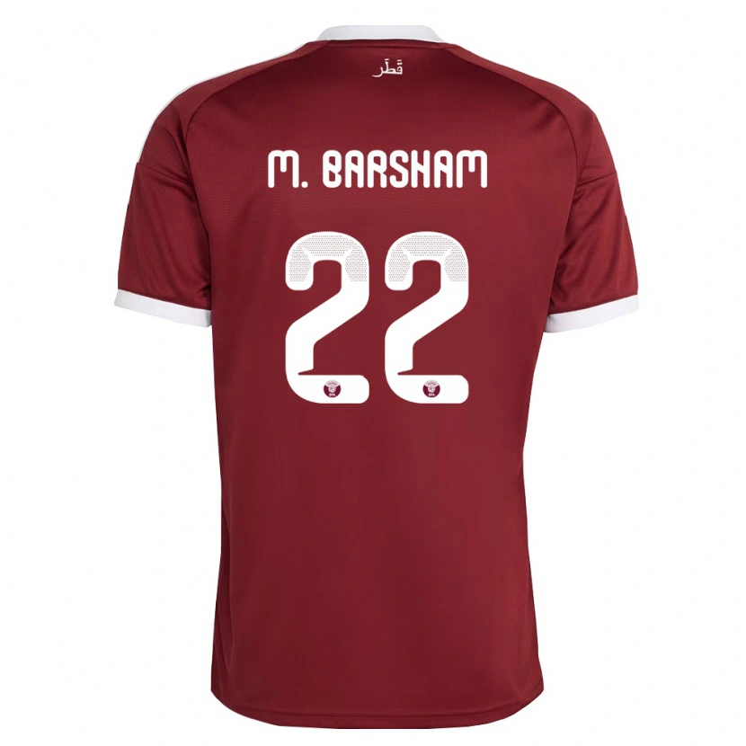 Danxen Hombre Camiseta Catar Meshaal Barsham #22 Rojo Borgoña Blanco 1ª Equipación 26-28 La Camisa