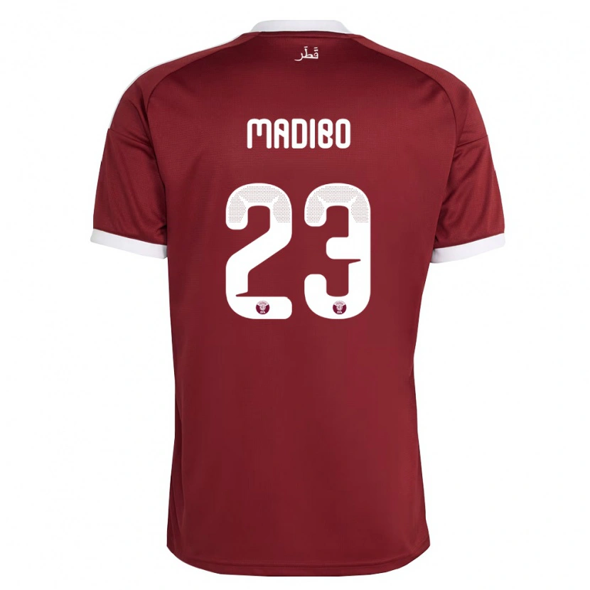 Danxen Hombre Camiseta Catar Assim Madibo #23 Rojo Borgoña Blanco 1ª Equipación 26-28 La Camisa