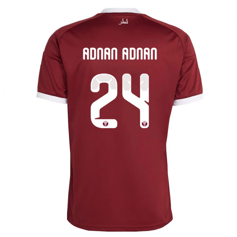 Danxen Hombre Camiseta Catar Adham Adnan Adnan #24 Rojo Borgoña Blanco 1ª Equipación 26-28 La Camisa