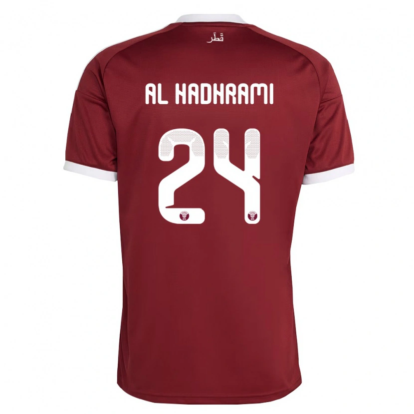 Danxen Hombre Camiseta Catar Naif Abdulraheem Al Hadhrami #24 Rojo Borgoña Blanco 1ª Equipación 26-28 La Camisa