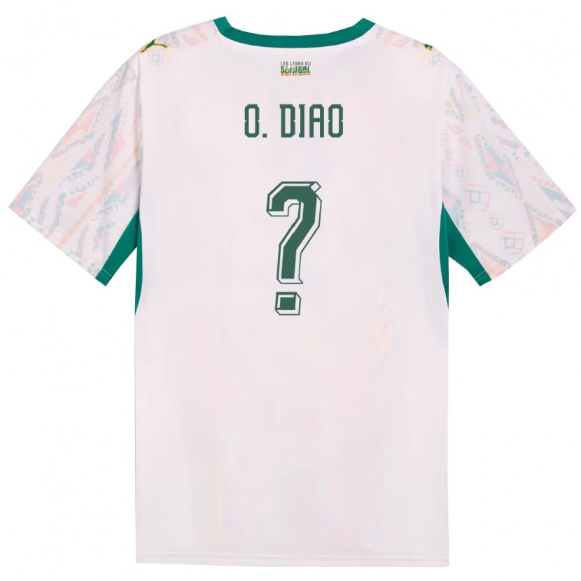 Danxen Hombre Camiseta Senegal Ousmane Diao #0 Blanco Verde Amarillo 1ª Equipación 26-28 La Camisa