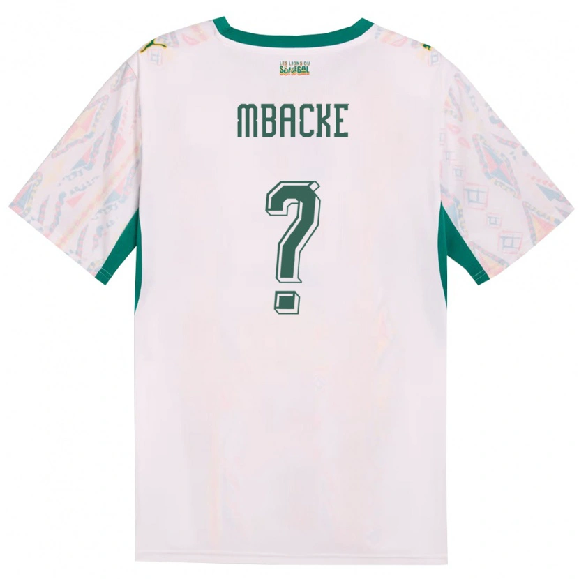 Danxen Hombre Camiseta Senegal Mamadou Mbacke #0 Blanco Verde Amarillo 1ª Equipación 26-28 La Camisa
