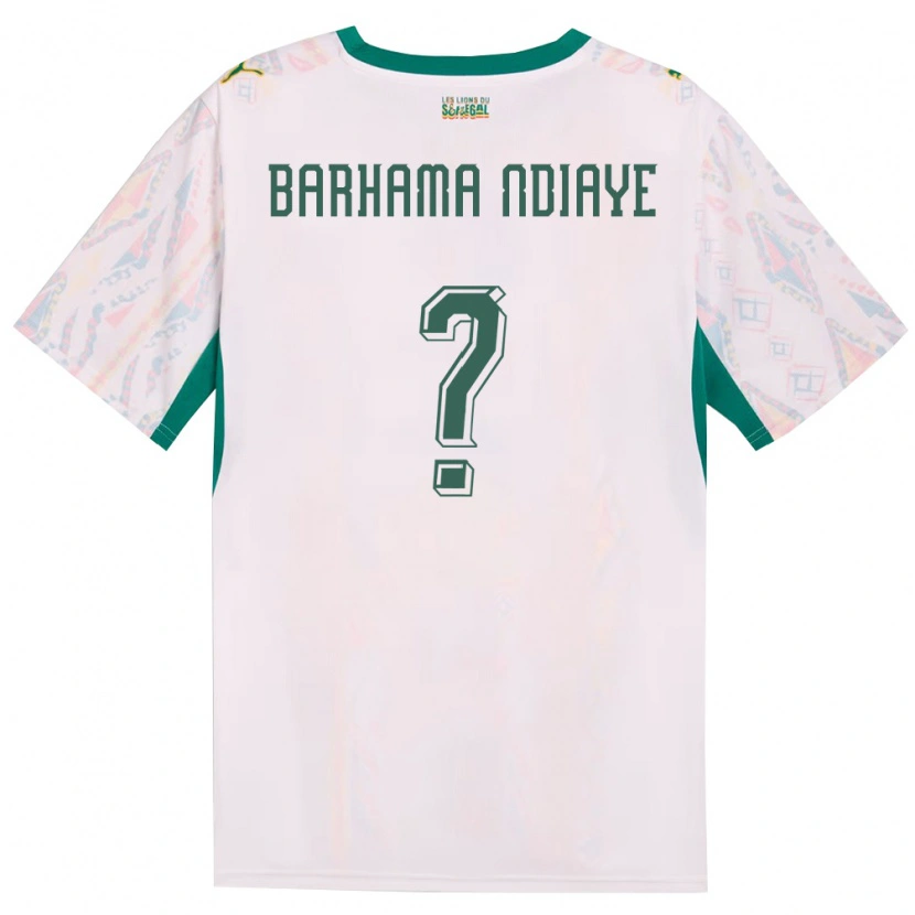 Danxen Hombre Camiseta Senegal Sidy Barhama Ndiaye #0 Blanco Verde Amarillo 1ª Equipación 26-28 La Camisa