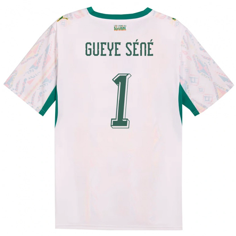 Danxen Hombre Camiseta Senegal Thiaba Gueye Sene #1 Blanco Verde Amarillo 1ª Equipación 26-28 La Camisa