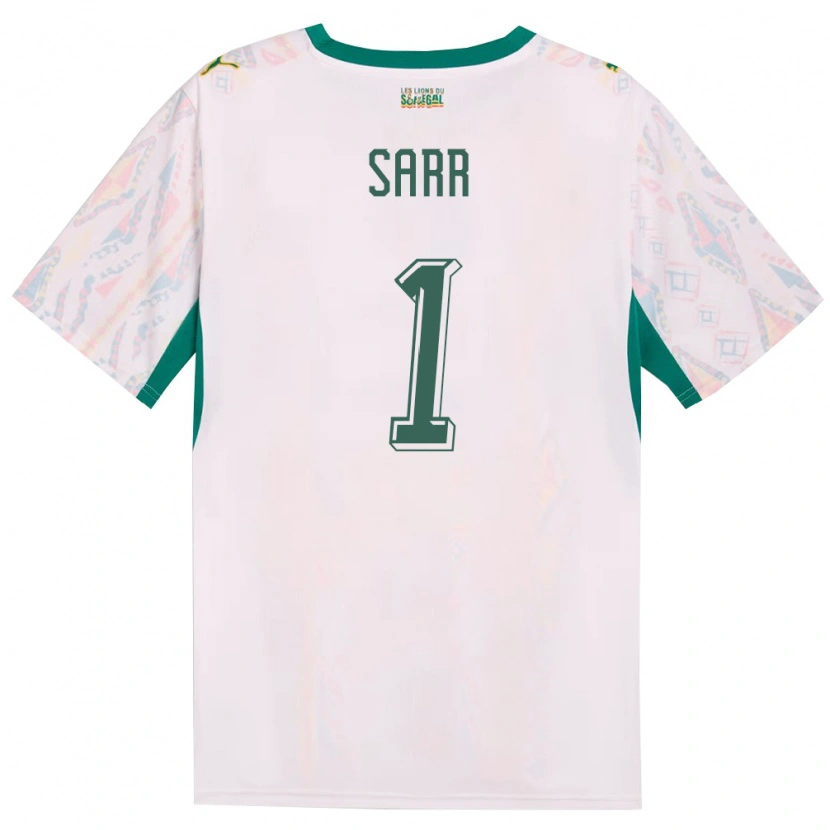 Danxen Hombre Camiseta Senegal Cheikh Sarr #1 Blanco Verde Amarillo 1ª Equipación 26-28 La Camisa