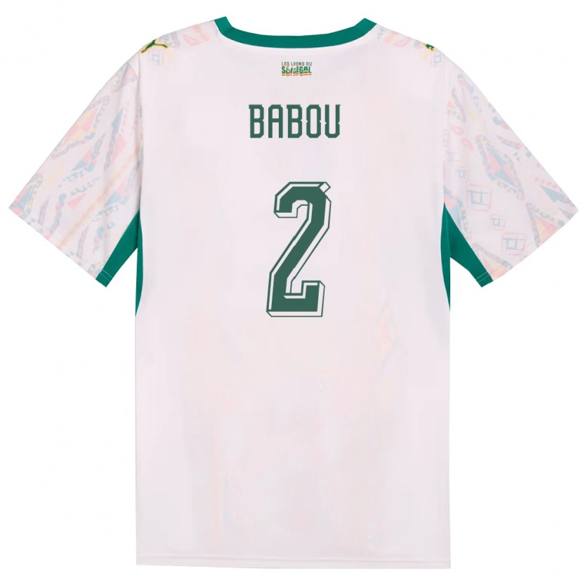 Danxen Hombre Camiseta Senegal Marieme Babou #2 Blanco Verde Amarillo 1ª Equipación 26-28 La Camisa