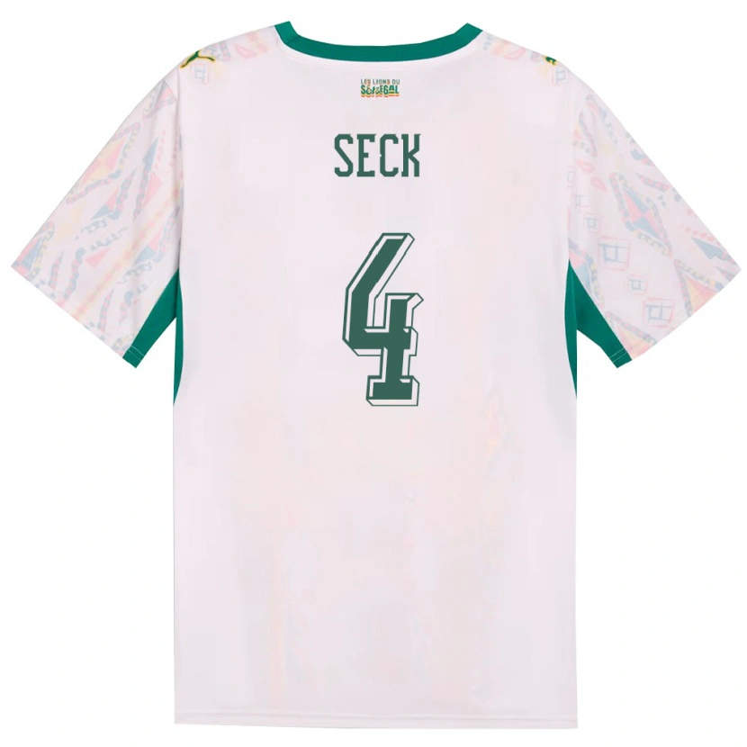 Danxen Hombre Camiseta Senegal Abdoulaye Seck #4 Blanco Verde Amarillo 1ª Equipación 26-28 La Camisa