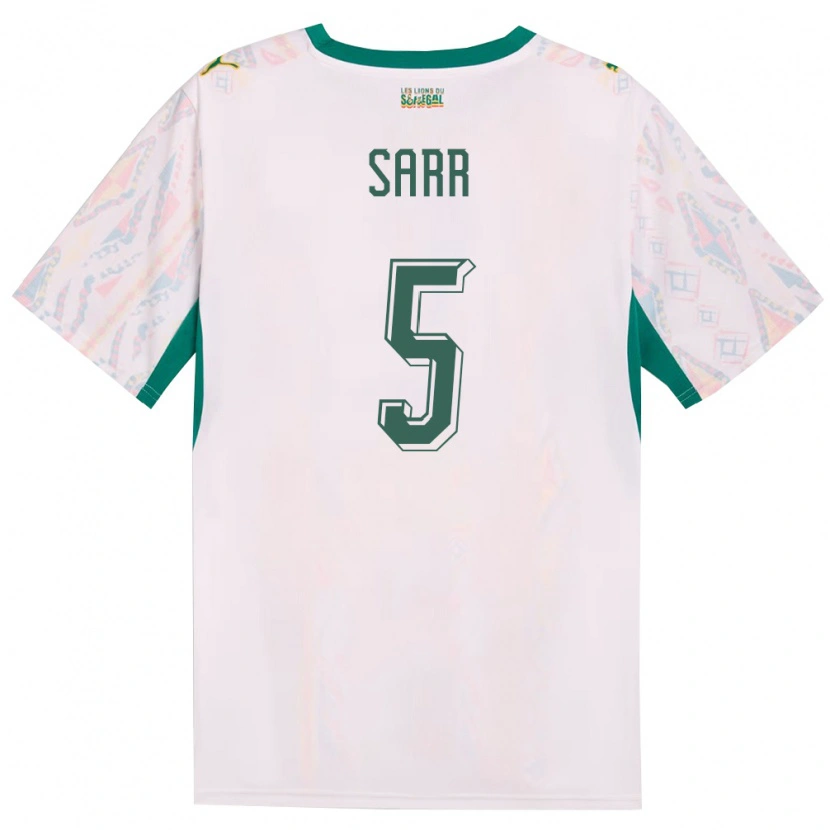 Danxen Hombre Camiseta Senegal Omar Sarr #5 Blanco Verde Amarillo 1ª Equipación 26-28 La Camisa