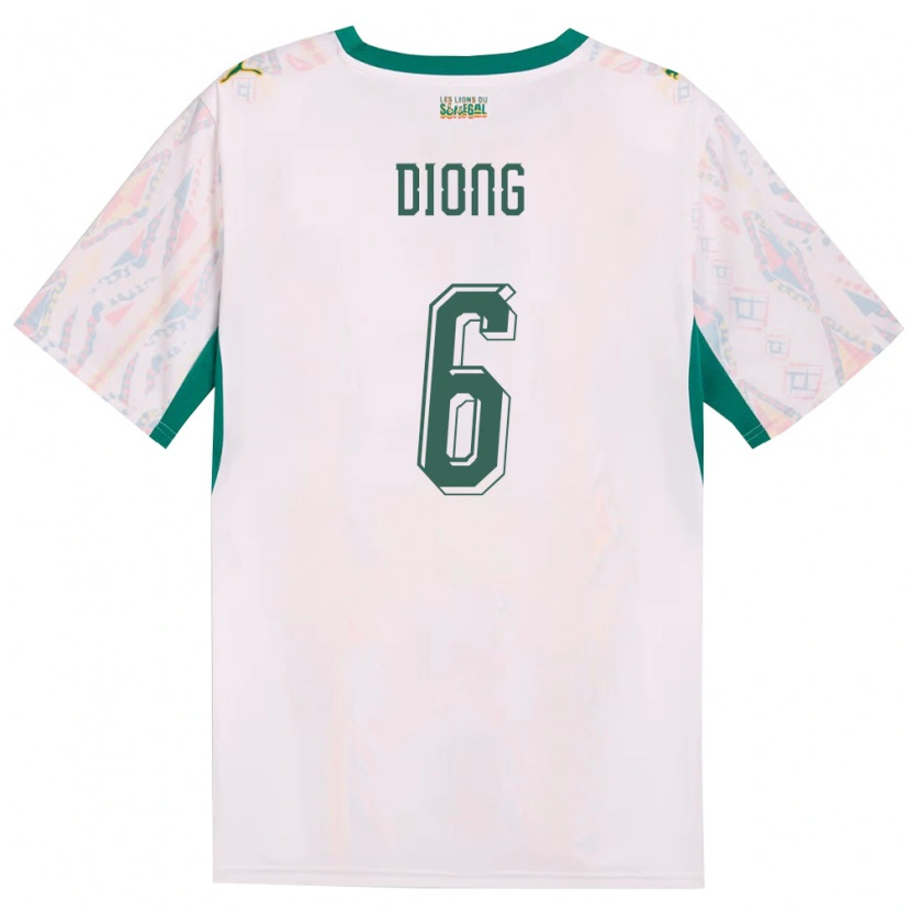 Danxen Hombre Camiseta Senegal Pape Diong #6 Blanco Verde Amarillo 1ª Equipación 26-28 La Camisa