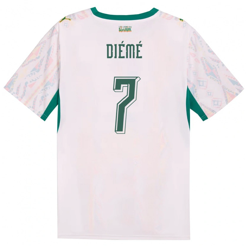 Danxen Hombre Camiseta Senegal Yaya Diémé #7 Blanco Verde Amarillo 1ª Equipación 26-28 La Camisa