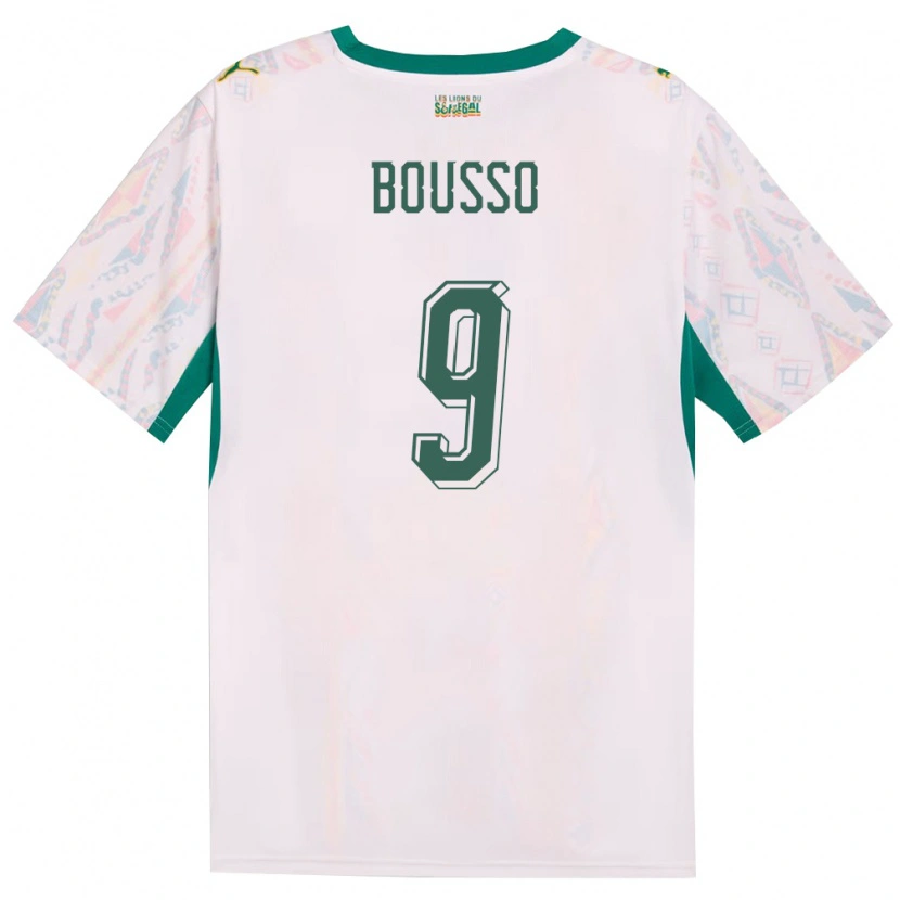 Danxen Hombre Camiseta Senegal Babacar Bousso #9 Blanco Verde Amarillo 1ª Equipación 26-28 La Camisa