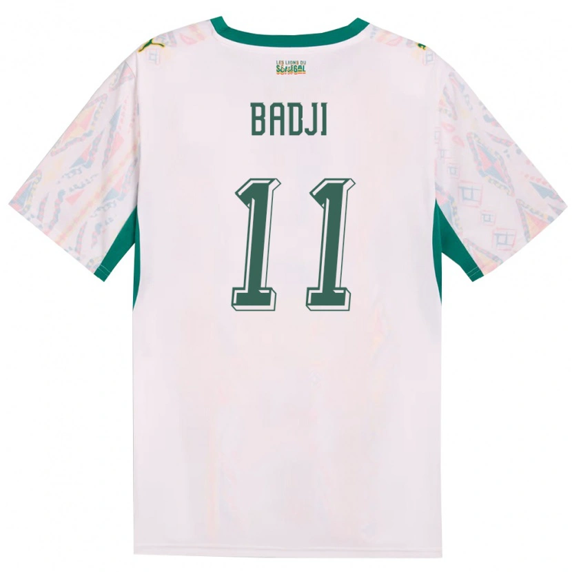 Danxen Hombre Camiseta Senegal Amidou Badji #11 Blanco Verde Amarillo 1ª Equipación 26-28 La Camisa