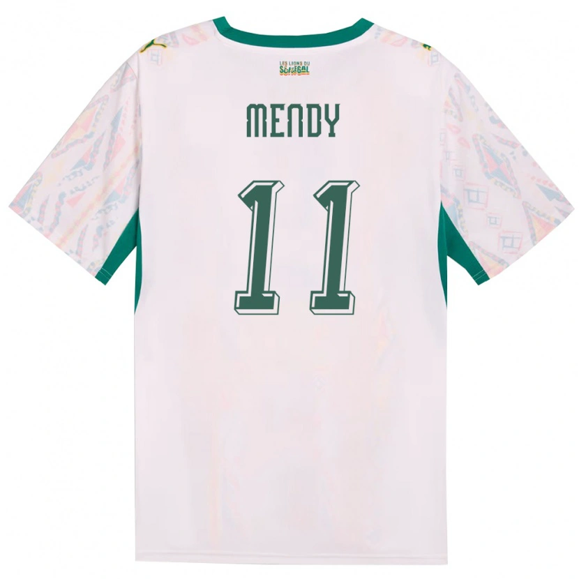 Danxen Hombre Camiseta Senegal Victor Mendy #11 Blanco Verde Amarillo 1ª Equipación 26-28 La Camisa