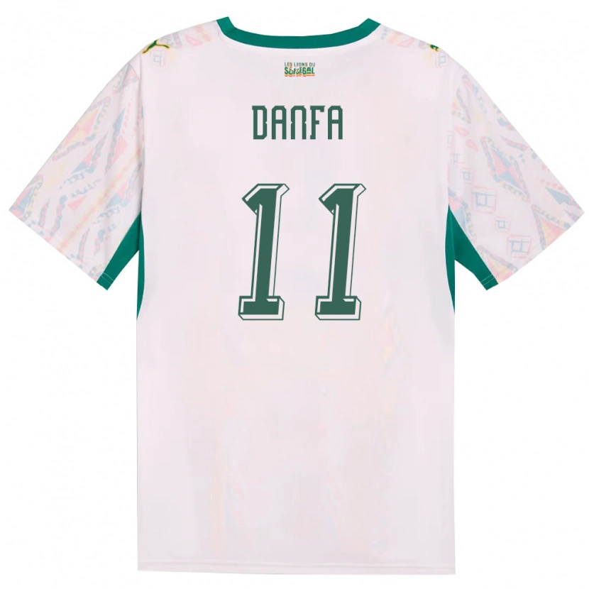 Danxen Hombre Camiseta Senegal Mamadou Danfa #11 Blanco Verde Amarillo 1ª Equipación 26-28 La Camisa