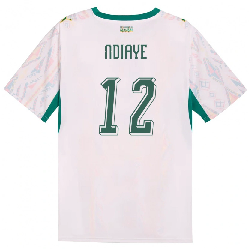 Danxen Hombre Camiseta Senegal Babacar Ndiaye #12 Blanco Verde Amarillo 1ª Equipación 26-28 La Camisa