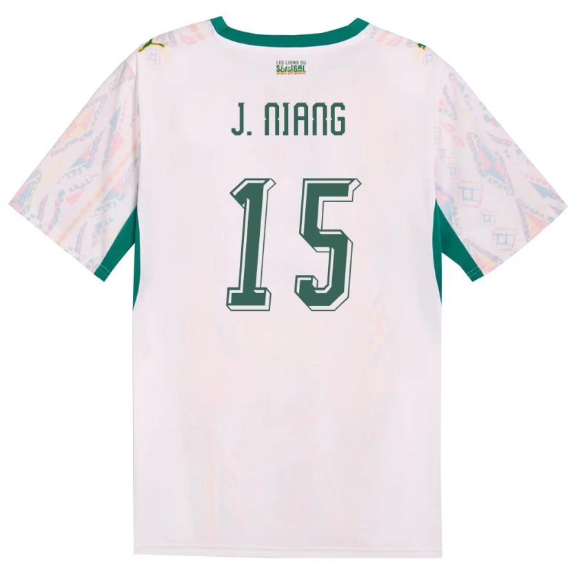 Danxen Hombre Camiseta Senegal Jeanne Niang #15 Blanco Verde Amarillo 1ª Equipación 26-28 La Camisa